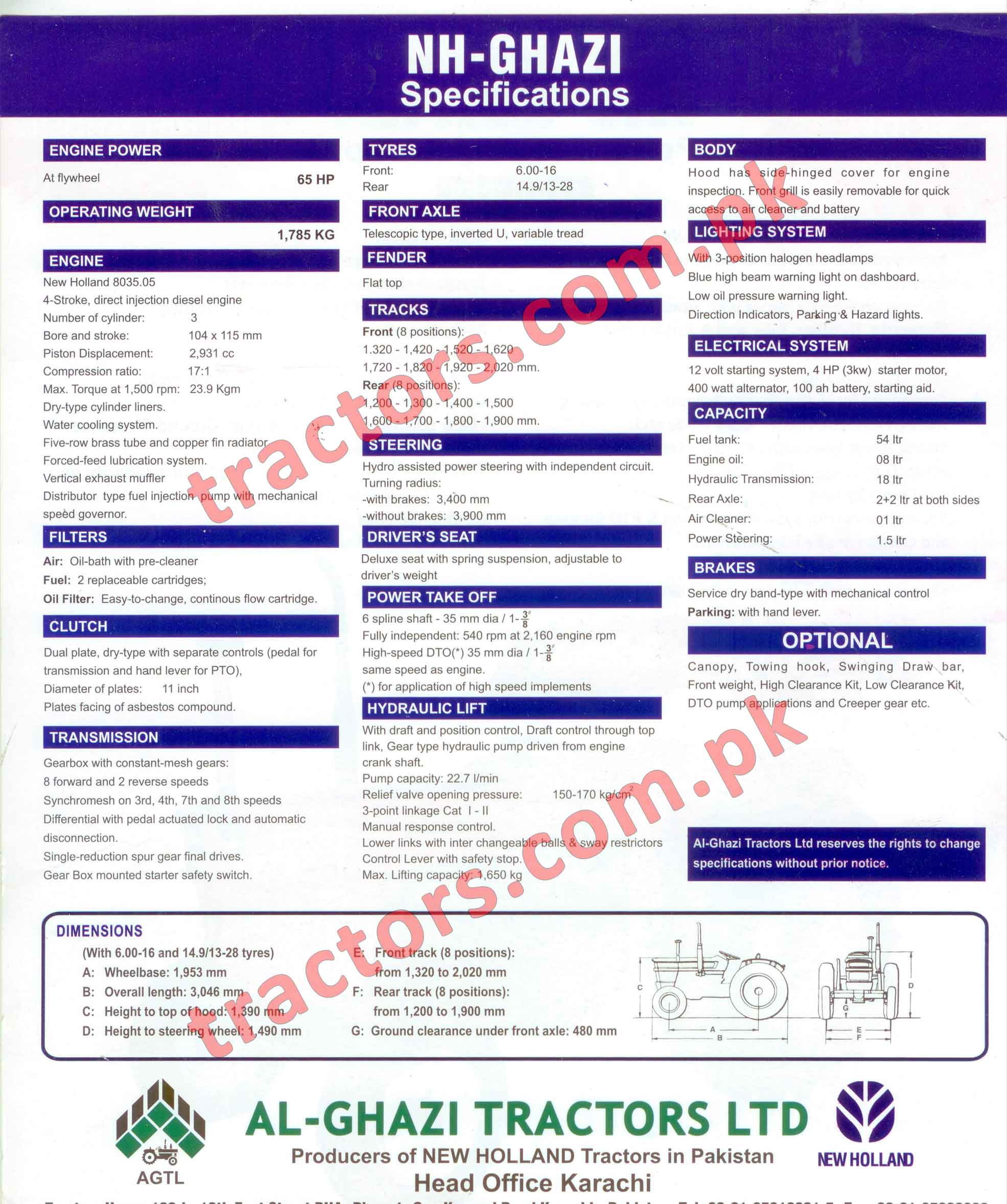 NH Ghazi Tractor 65HP Price, Specifications Review 2023 AGTL Pakistan